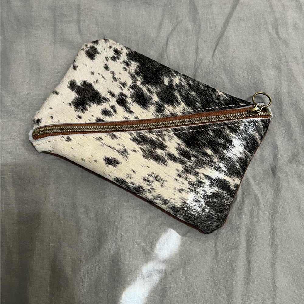 Cowhide Zipper Pouch